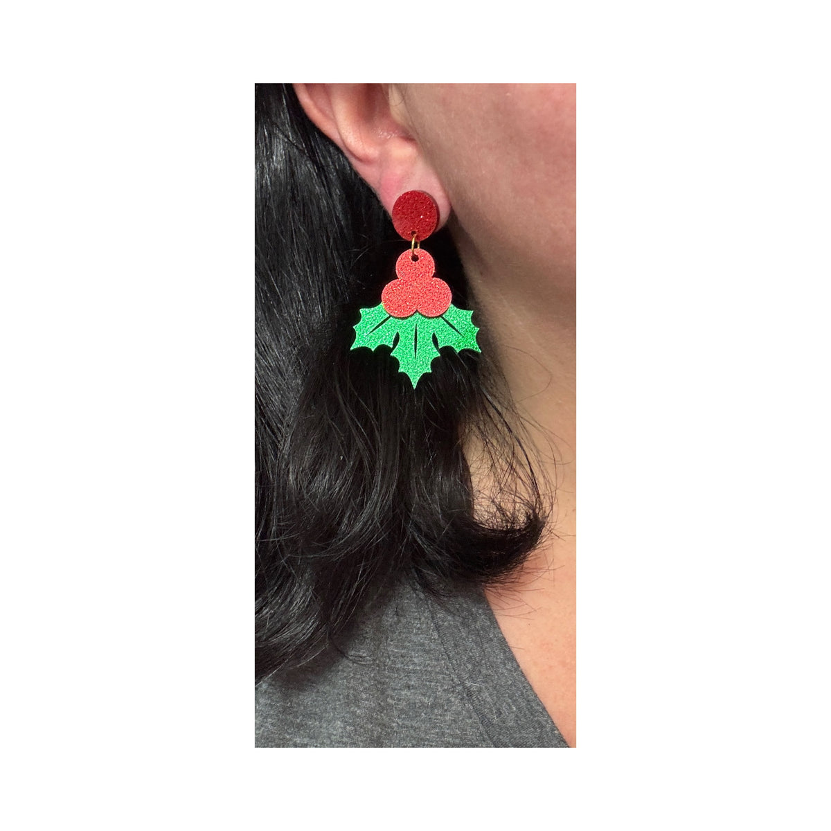 Holly & Berries Sparkle Drop Earrings