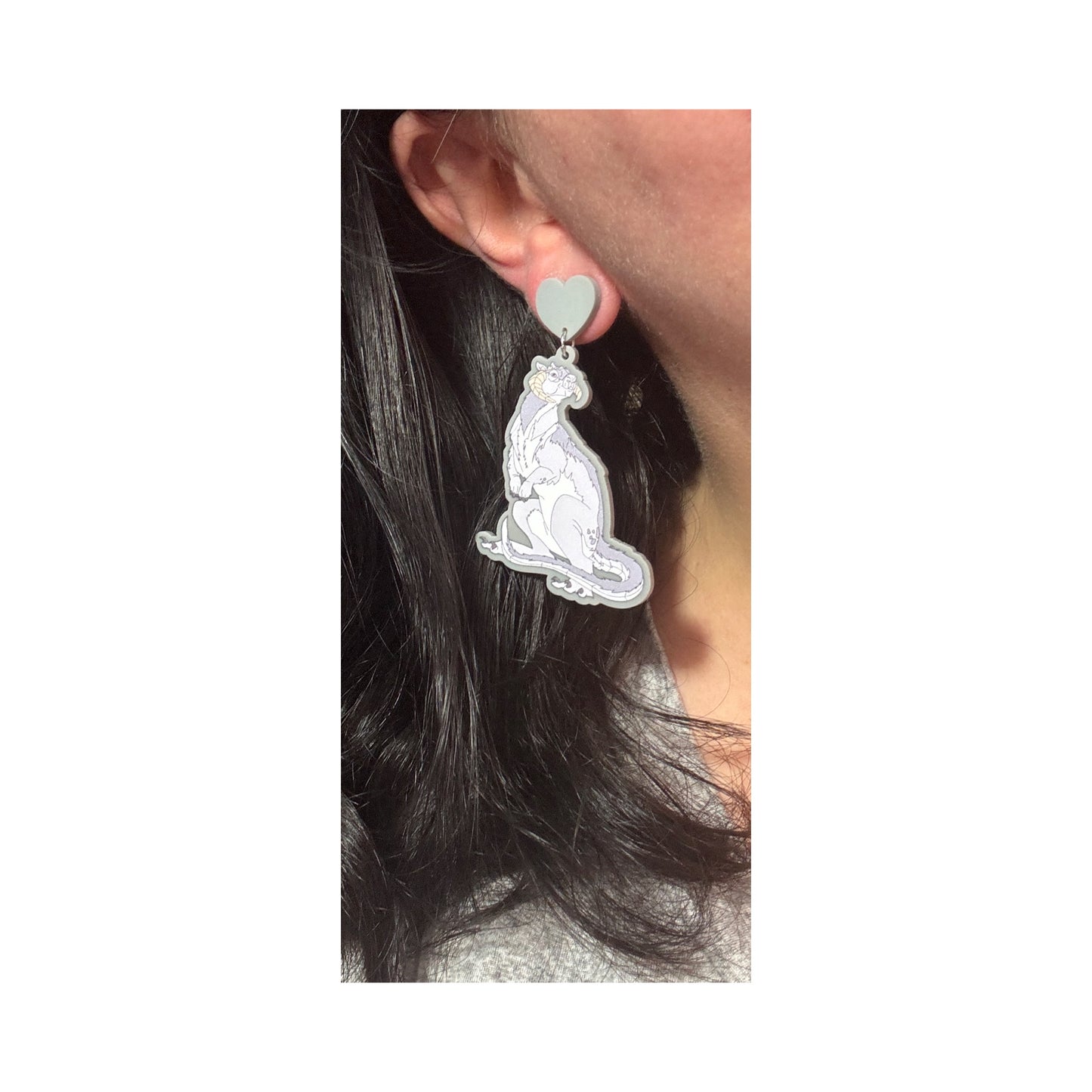 Snow Lizard Drop Earrings