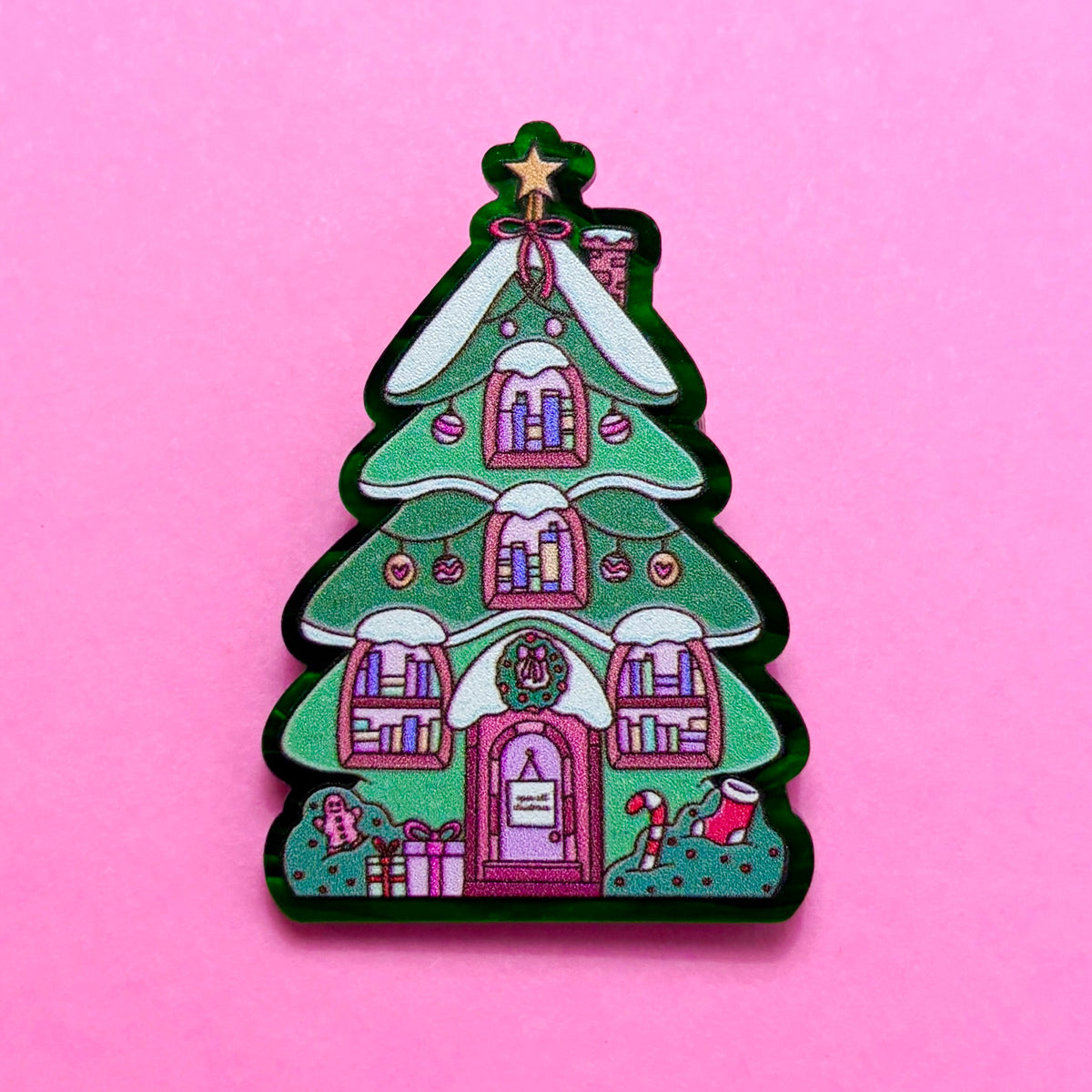 Bookmas Tree Cottage Pin