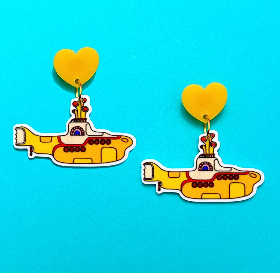 Yellow Submarine Acrylic Drop Earrings