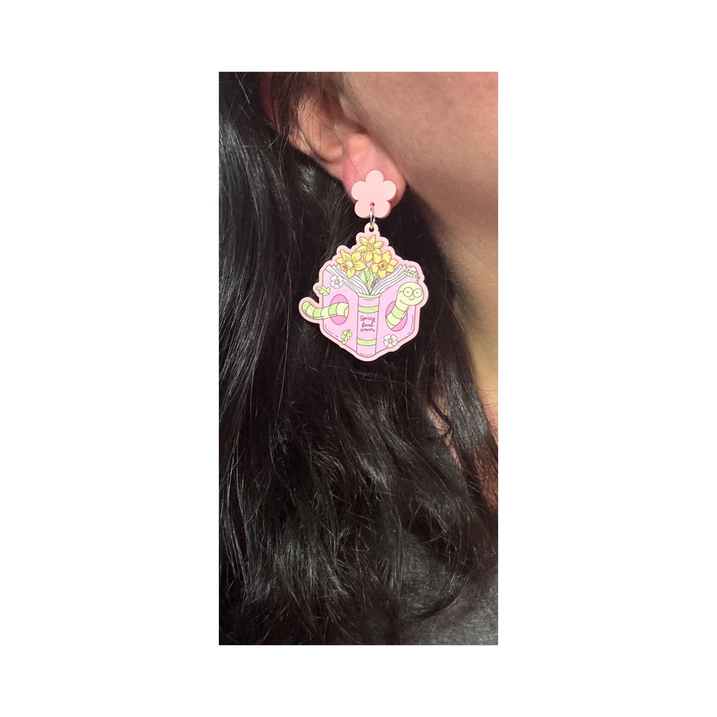 Floral Bookworm Drop Earrings