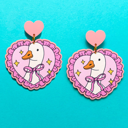 Silly Goose Coquette Heart Drop Earrings