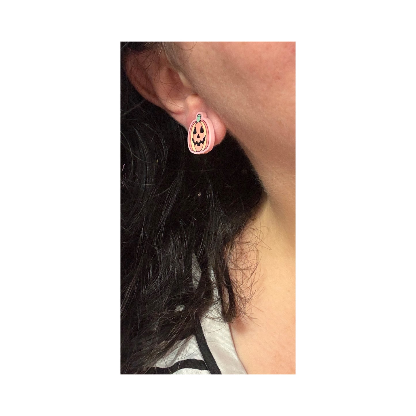 Pink Pumpkin Acrylic Post Earrings
