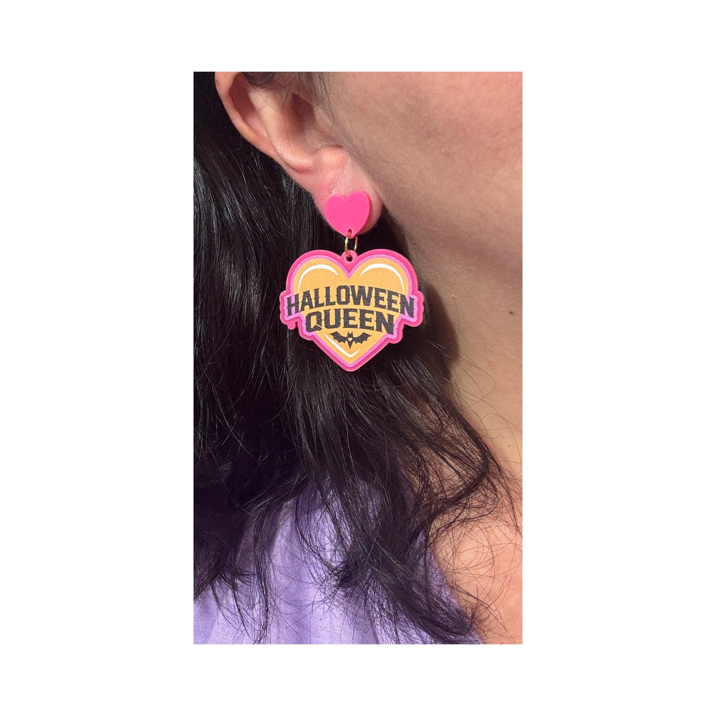 Halloween Queen Heart Drop Earrings