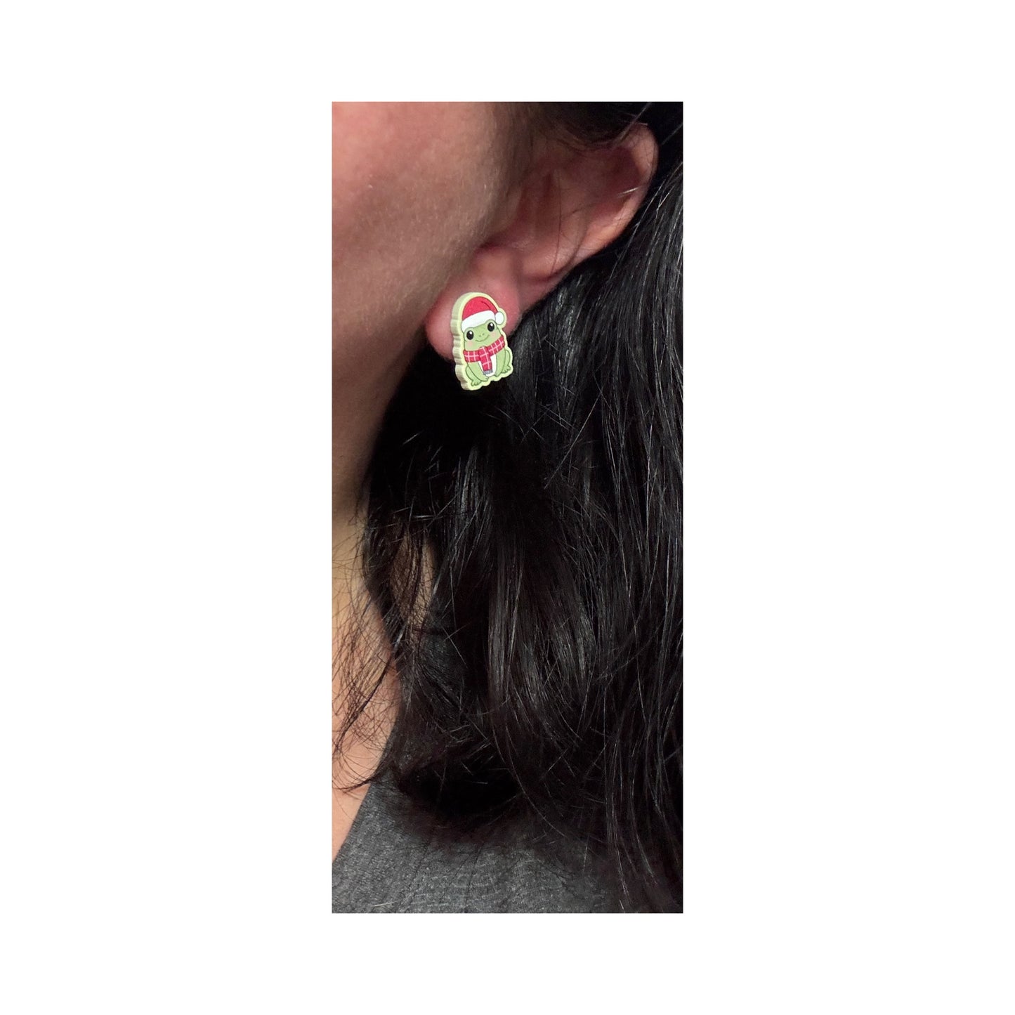 Santa Hat Froggy Post Earrings
