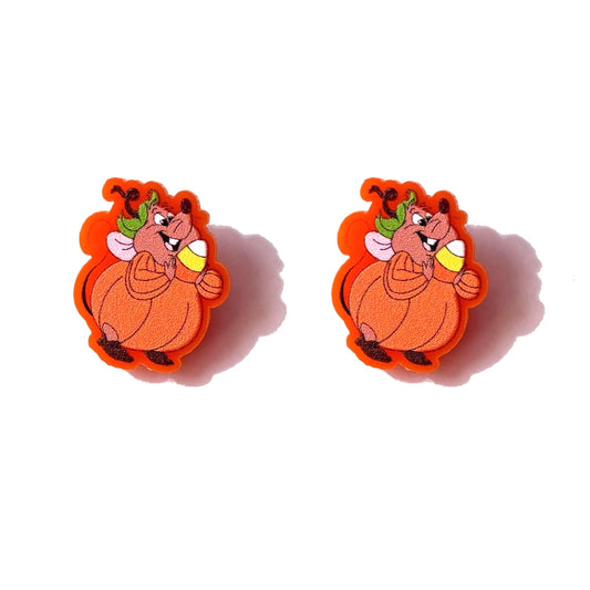 Pumpkin Gus Post Earrings
