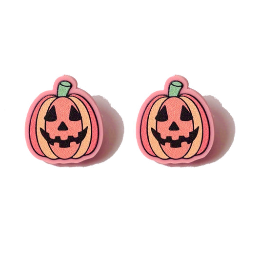 Pink Pumpkin Acrylic Post Earrings