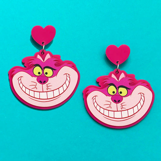 Grinning Cat Drop Earrings