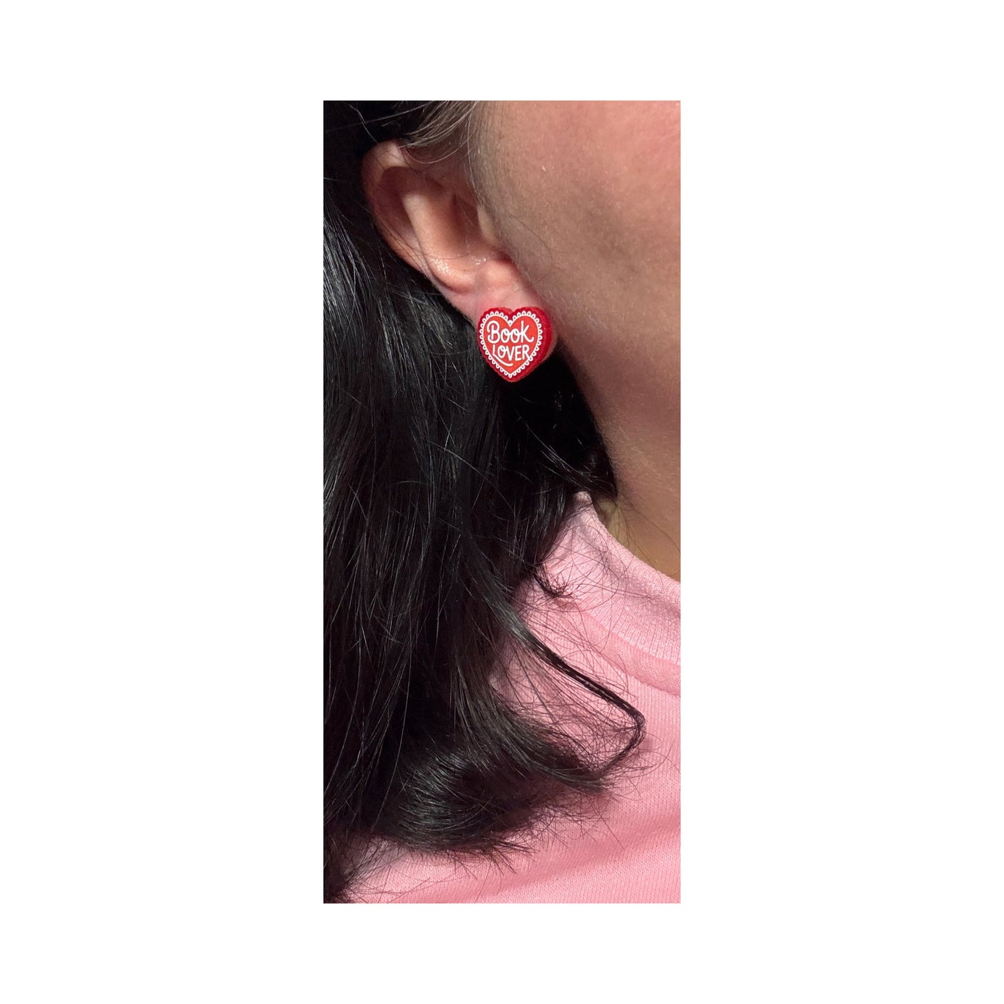 Book Lover Heart Post Earrings