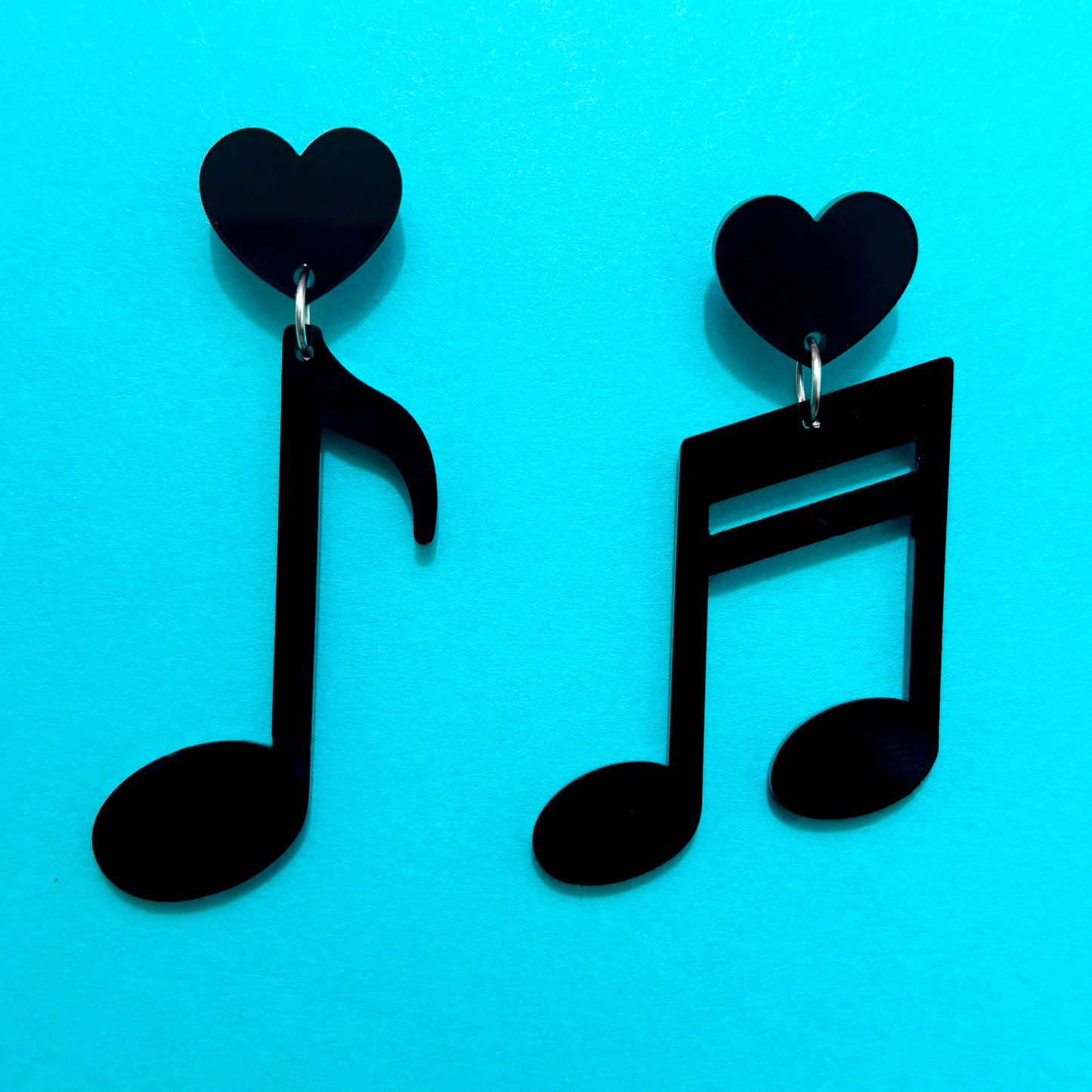Black Music Note Drop Earring