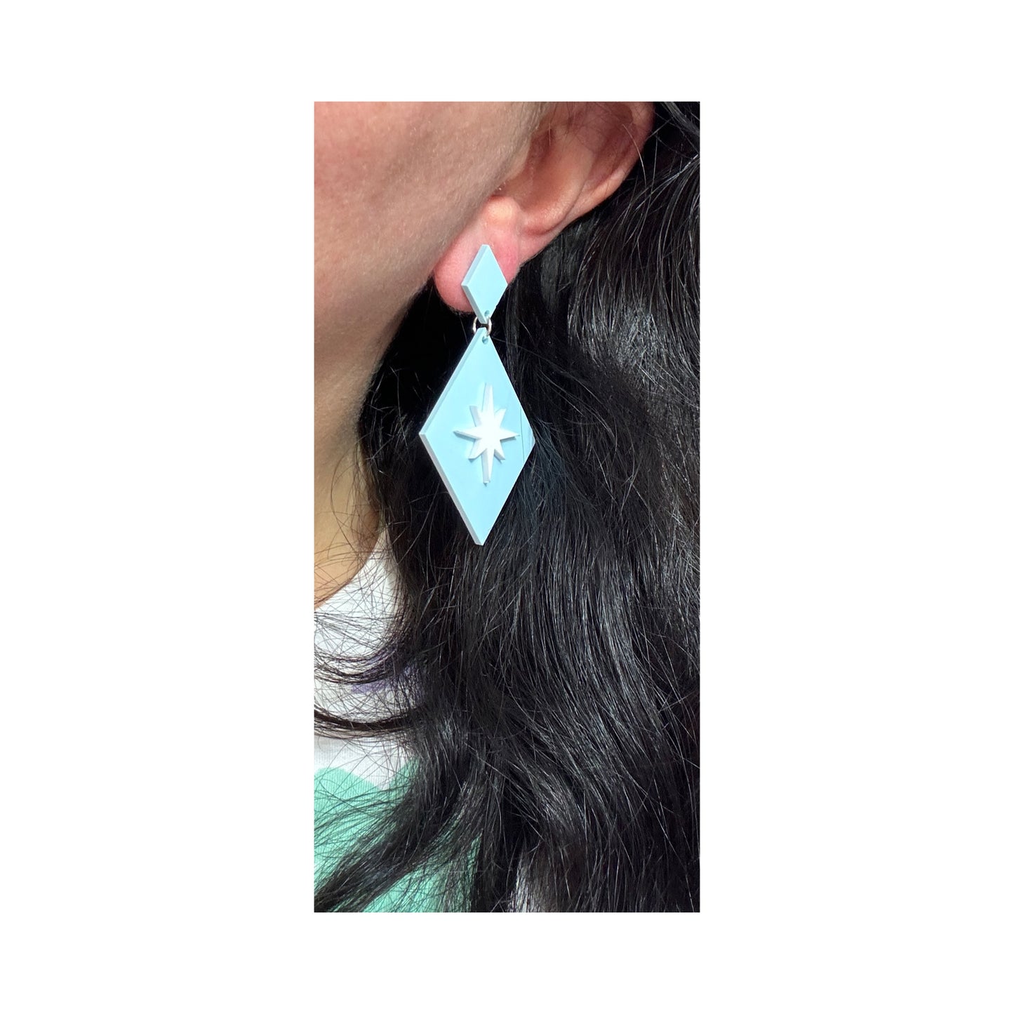 Light Blue Retro Twinkle Drop Earrings