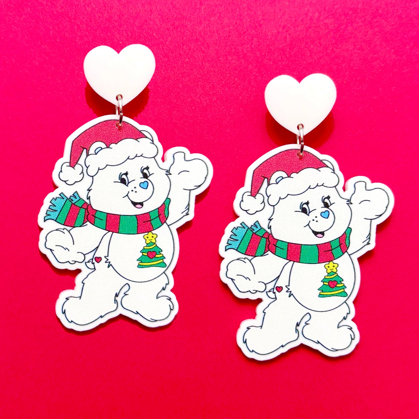 Festive Rainbow Bear Drop Earrings