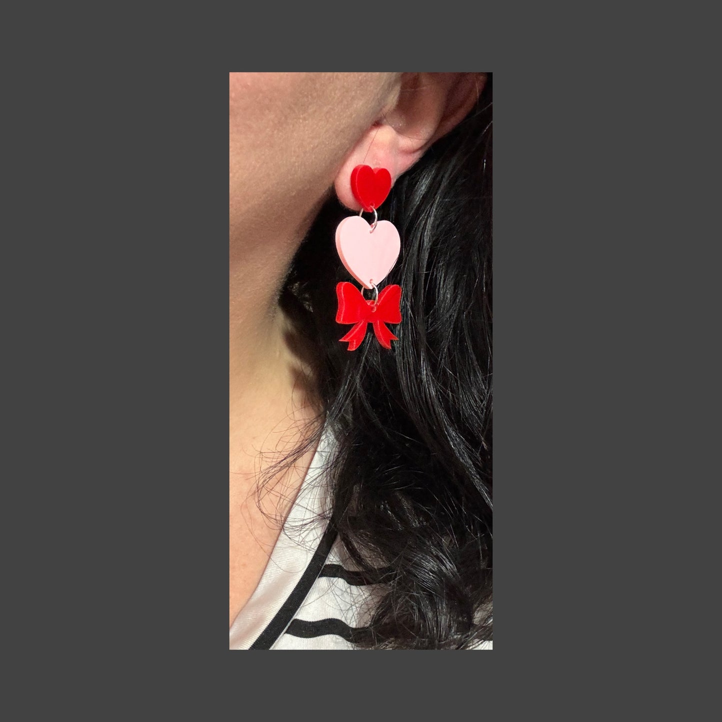 Heart Bow Drop Earrings