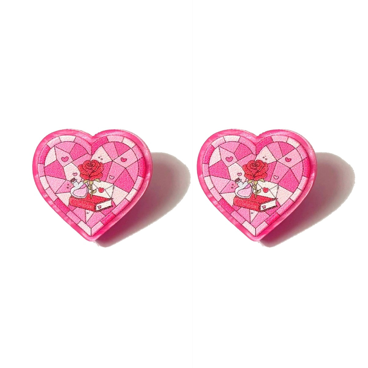 Romance Stained Glass Heart Post Earrings