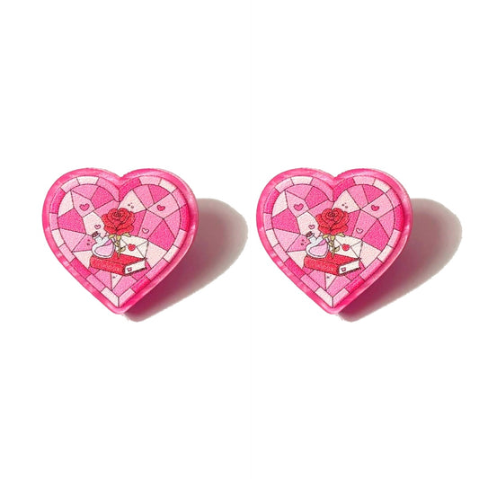 Romance Stained Glass Heart Post Earrings