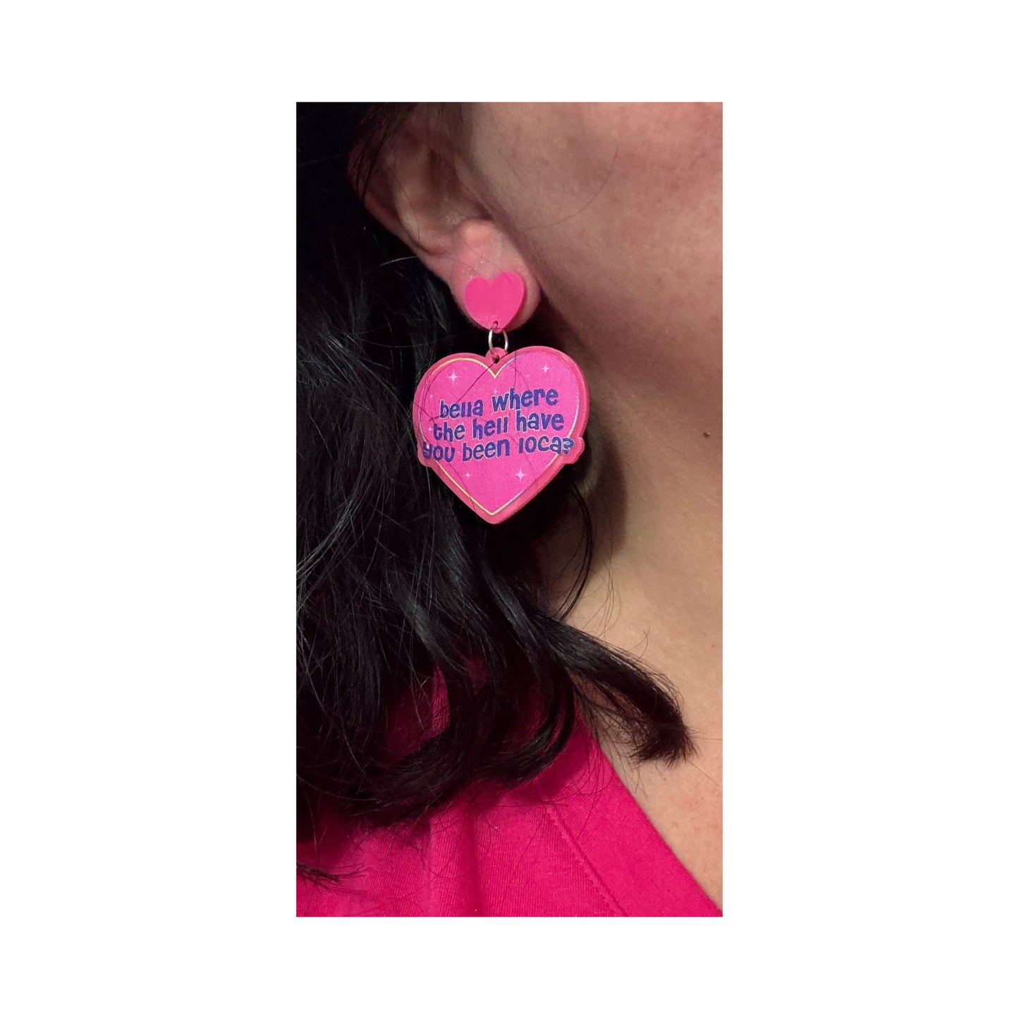 Bella Loca Heart Acrylic Drop Earrings