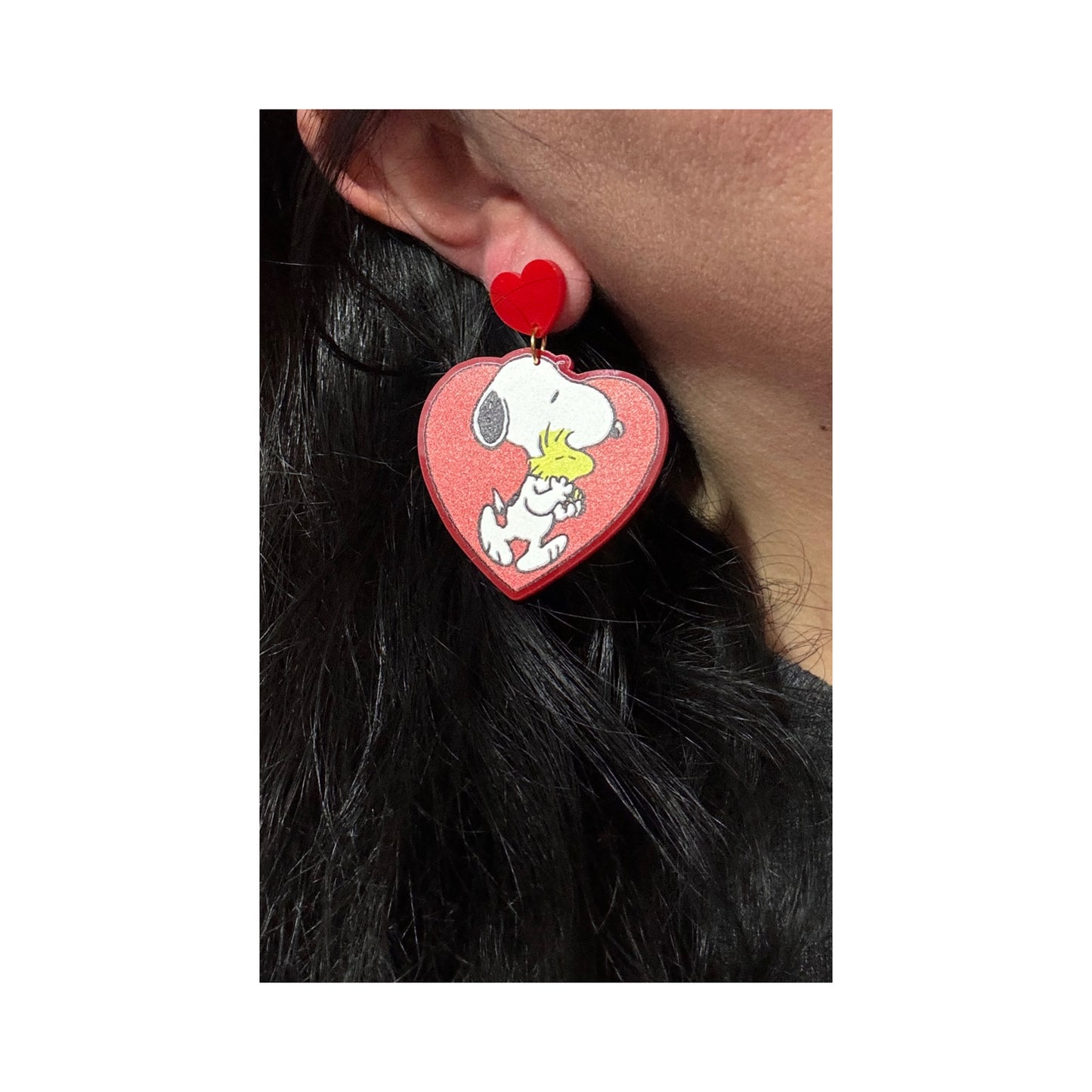 Sweetheart Beagle & Bird Drop Earrings
