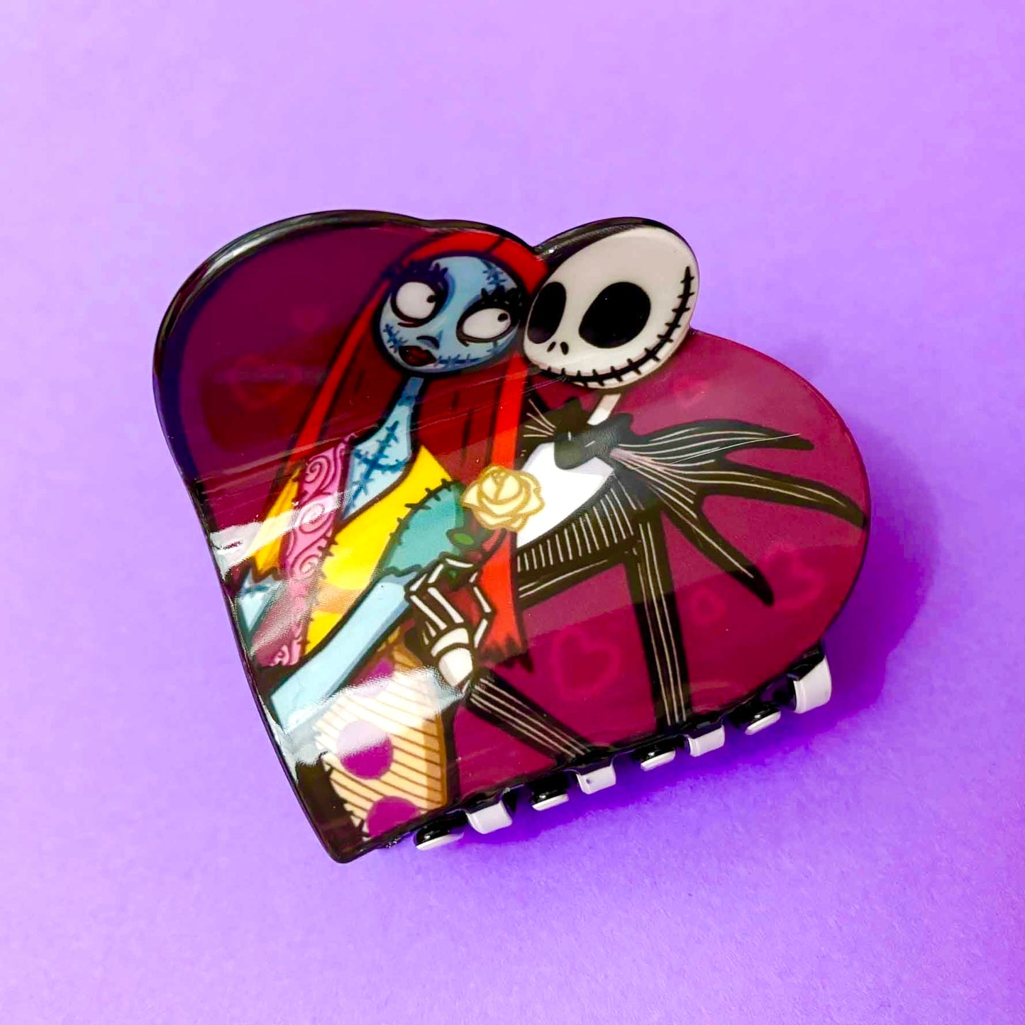 Jack & Sally Heart Hair Claw Clip