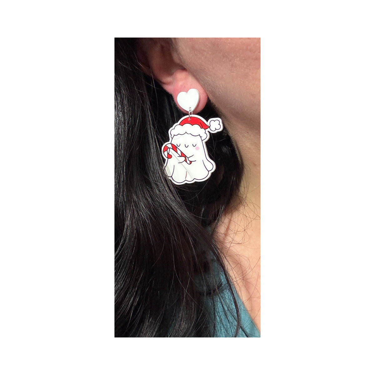 Candy Cane Boo Drop Earrings