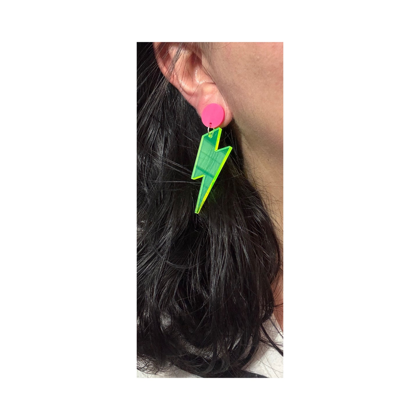 Neon Lightning Bolt Drop Earrings