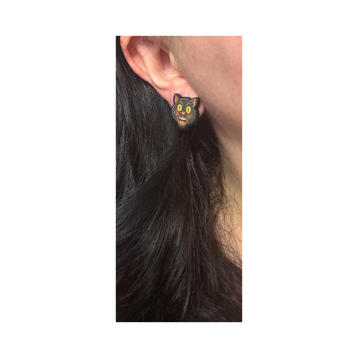 Vintage Spooky Cat Post Earrings