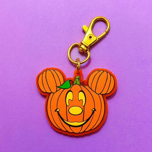 Mouse Jack-O-Lantern Pumpkin Keychain or Bag Charm