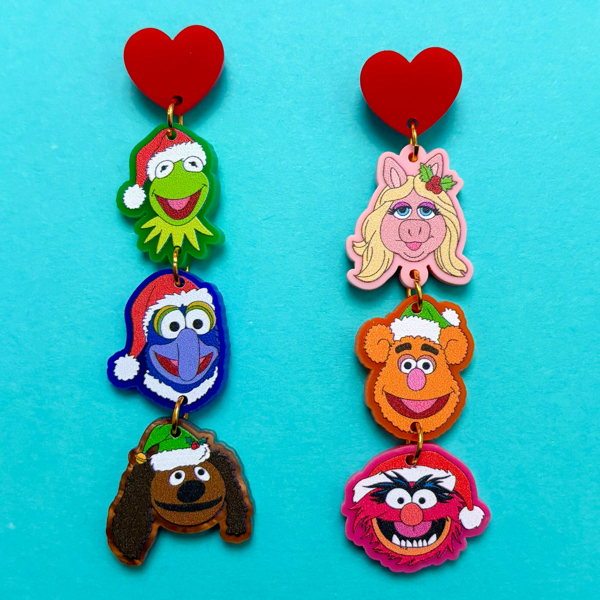 Holiday Puppet Pals Tiered Drop Earrings