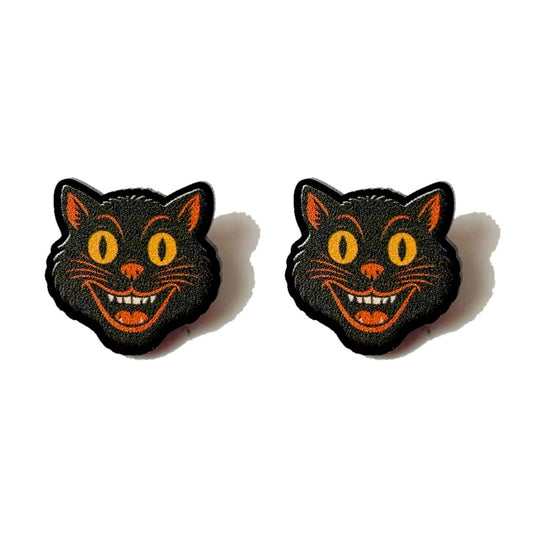 Vintage Spooky Cat Post Earrings