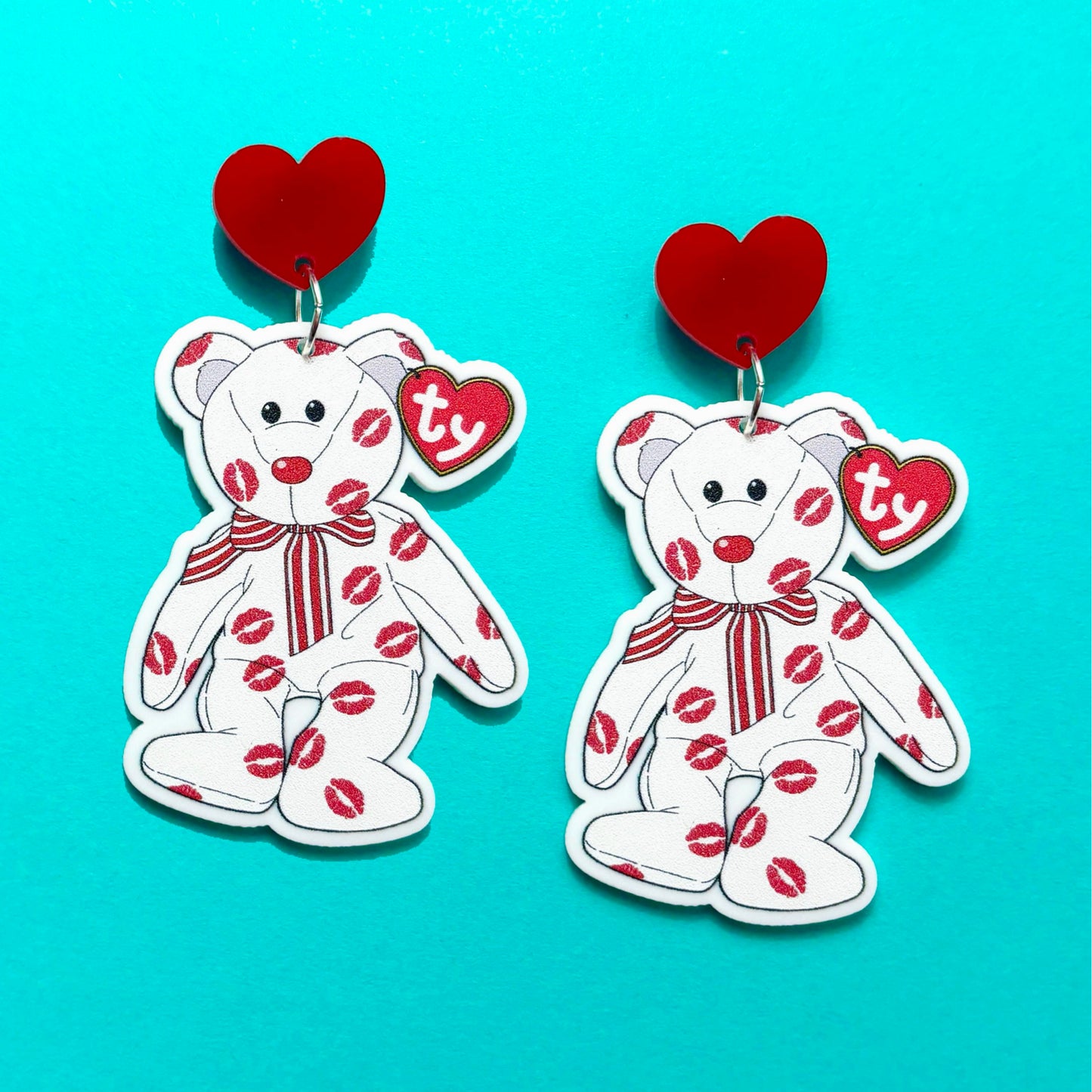 Sweetheart Beanie Bear Drop Earrings