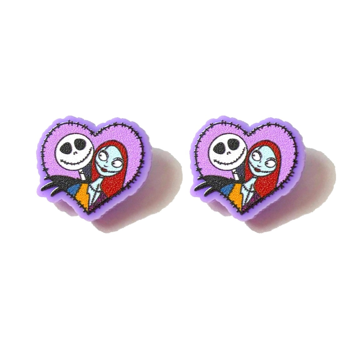 Pastel Jack & Sally Heart Post Earrings