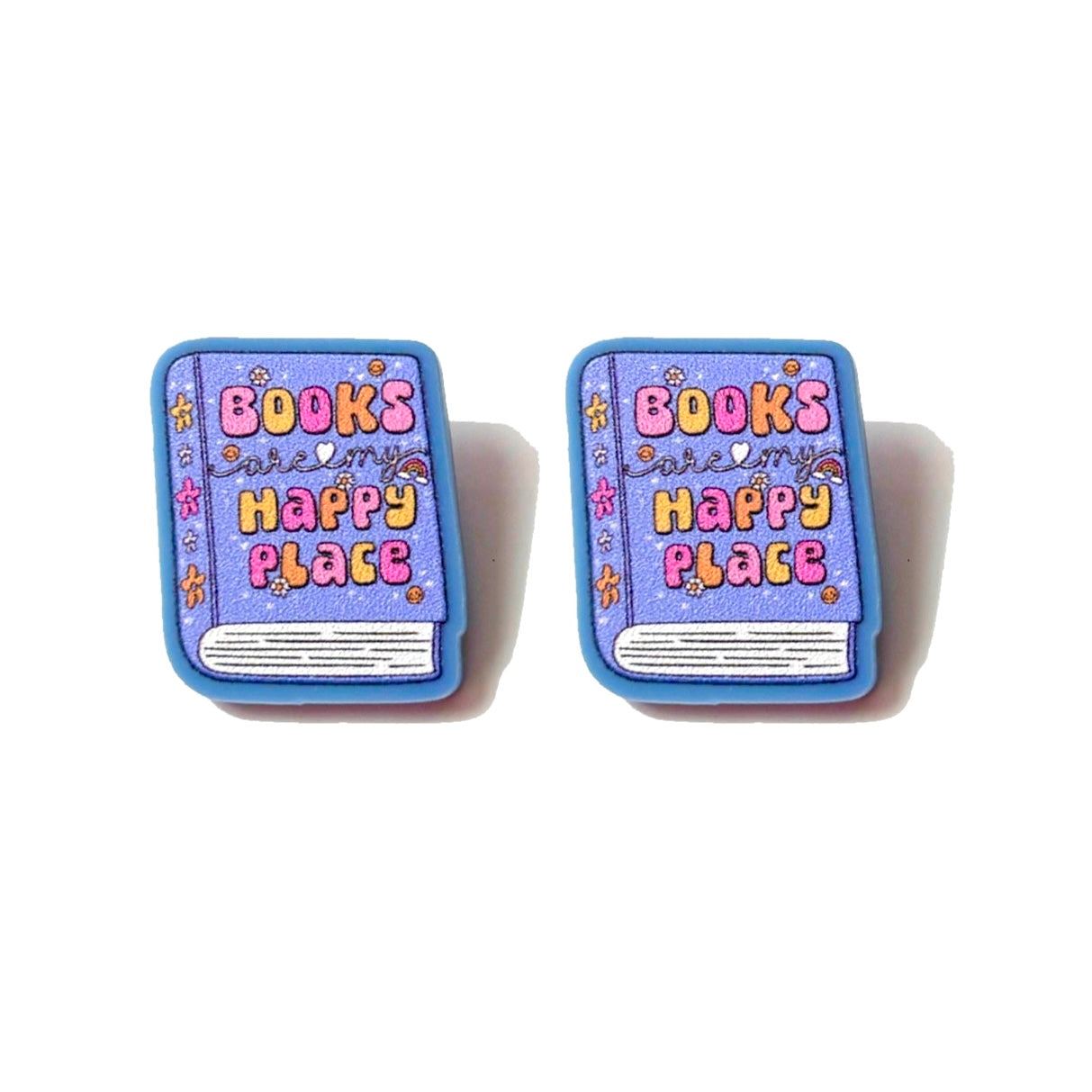 Books Are My Happy Place Post Earrings