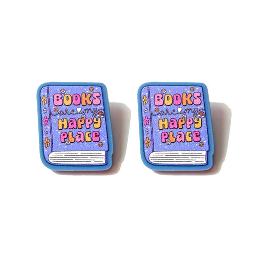 Books Are My Happy Place Post Earrings