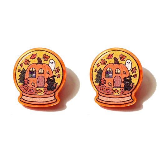 Autumn Snow Globe Post Earrings