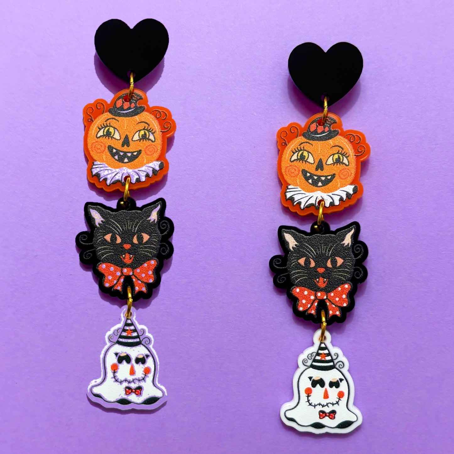 Vintage Spooky Pals Drop Earrings