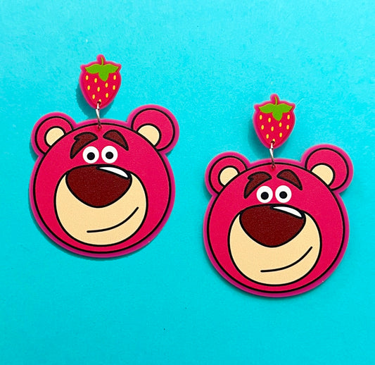 Strawberry Bear Acrylic Drop Earrings