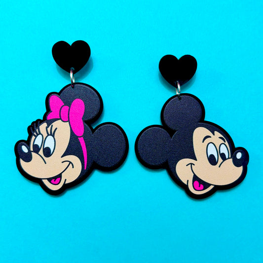 70s Mouse Couple Drop Earrings