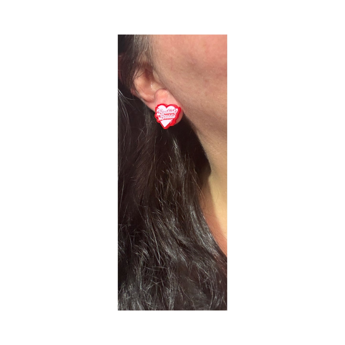 Bookish Baddie Heart Post Earrings
