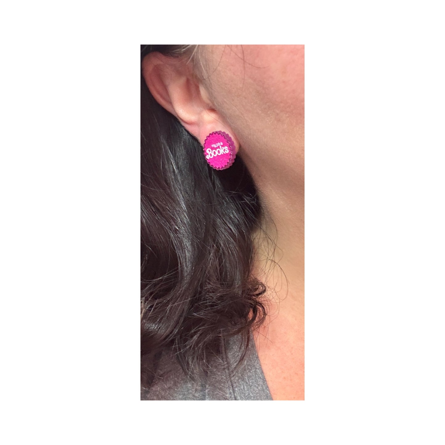 Job Is Books Post Earrings