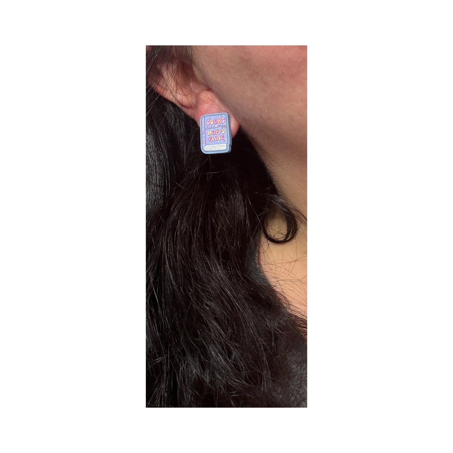 Books Are My Happy Place Post Earrings
