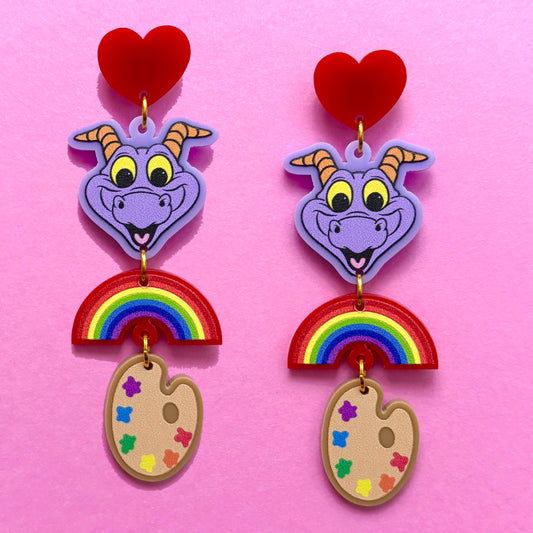 Figment Rainbow Paint Palette Tiered Acrylic Drop Earrings