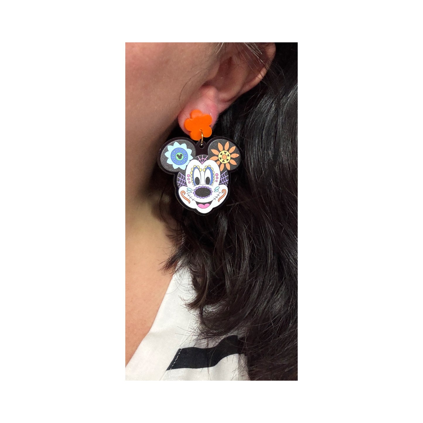 Mouse Couple Sugar Skulls Drop Earrings