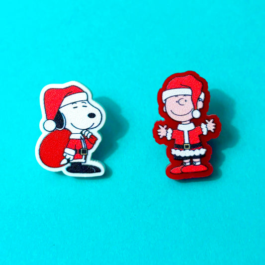Santa Hat Charlie & Snoop Post Earrings