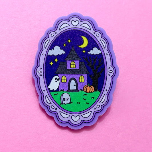 Pastel Haunted House Cameo Pin