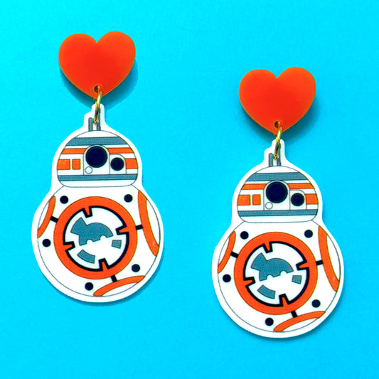 Orange Droid Drop Earrings