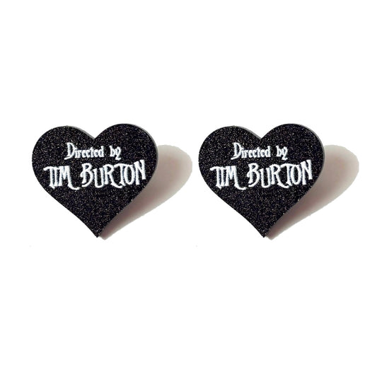 Tim Burton Heart Post Earrings