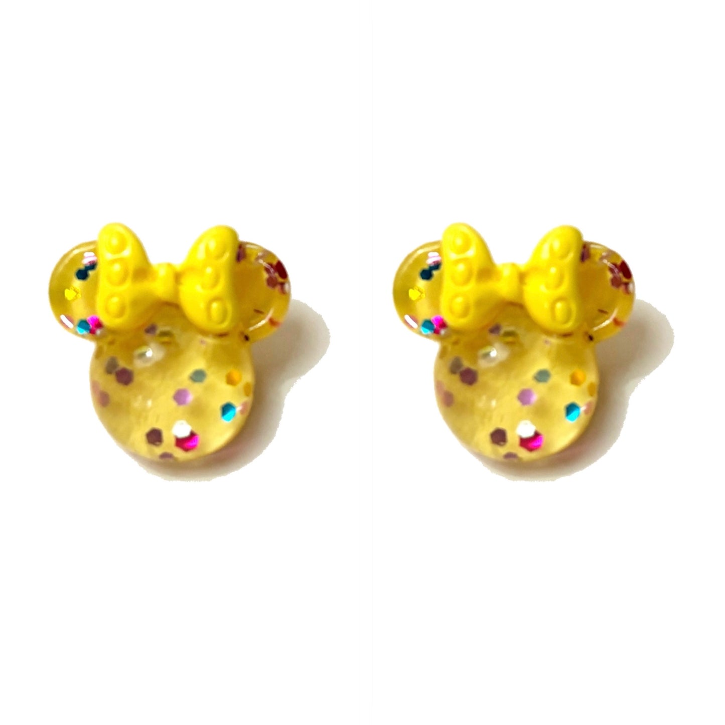 Yellow Confetti Mouse Post Earrings