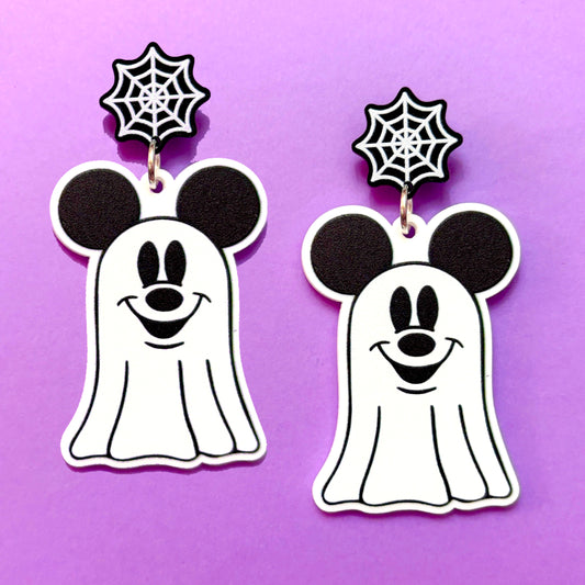 Boo Bash Bestie Mouse Ghost Drop Earrings