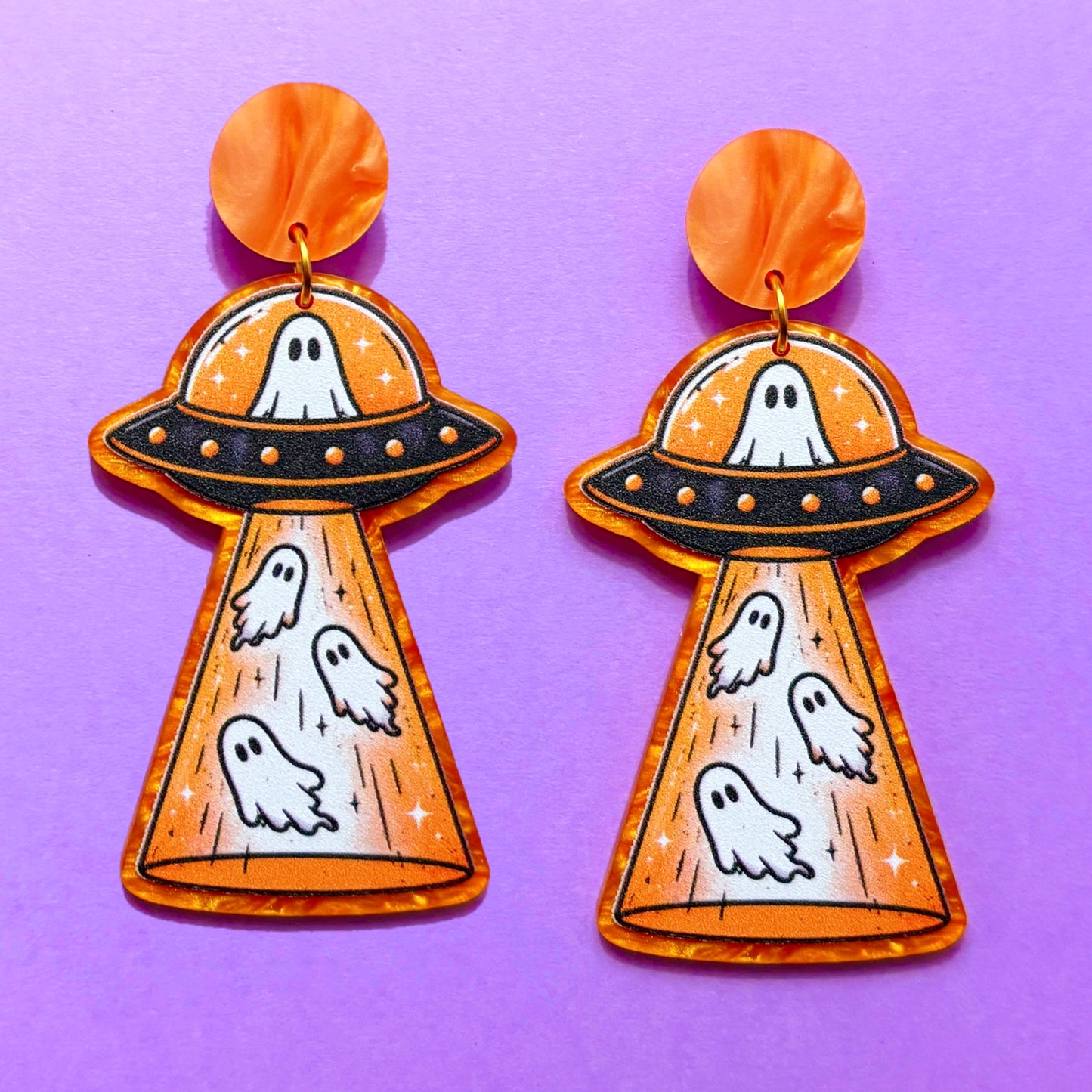 Spooky Ghost Saucer Drop Earrings