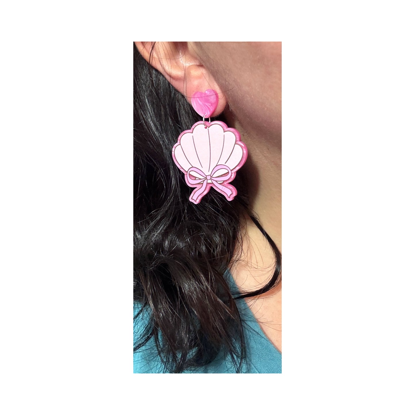 Pink Coquette Shell Drop Earrings