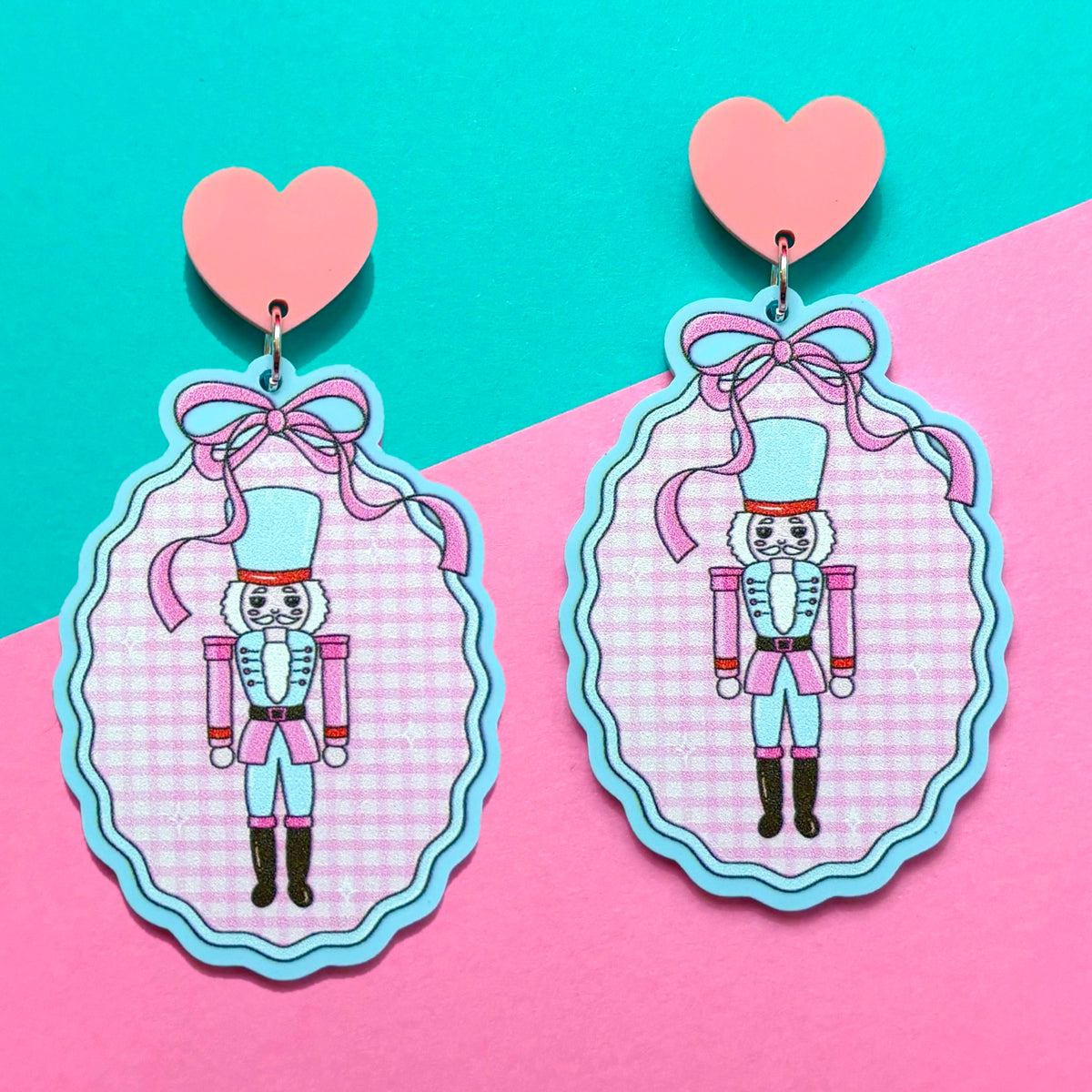 Pastel Nutcracker Cameo Drop Earrings